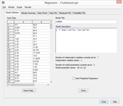 Nonlinear regression dialog